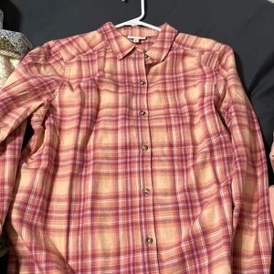 plaid button up size large